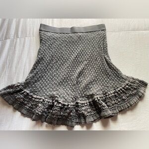 Y2K Gray Pull On Ruffle Trim Textured Knit Mini Skirt Small Coquette Fairycore